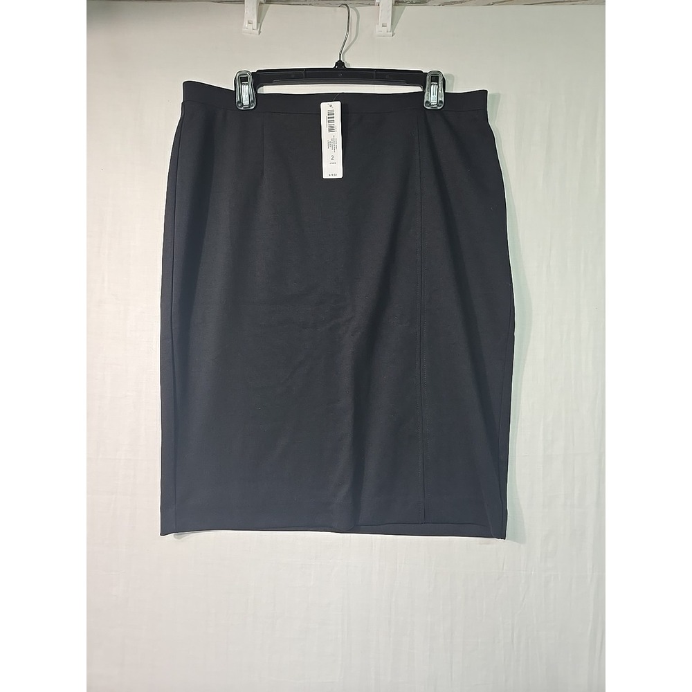 NWT Chico's Women's Size 2‎ (L) Black Ponte Knit Straight & Pencil Skirt Lined